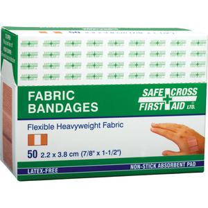 Bandages - Rectangular/Square, 1-1/2", 7/8", Fabric, Non-Sterile, Class 1, Heavyweight, 50, Box