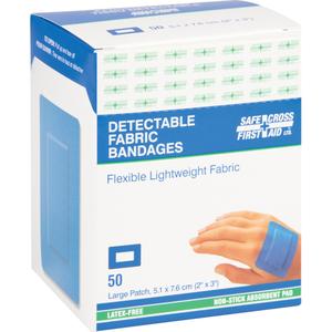 Bandages - Rectangular/Square, 3", 2", Fabric Metal Detectable, Sterile, Class 1, Fabric Patch, 50, Box