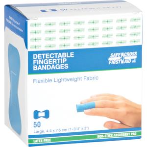 Bandages - Fingertip, 3", 1-3/4", Fabric Metal Detectable, Sterile, Class 1, Fabric fingertip, 50, Box