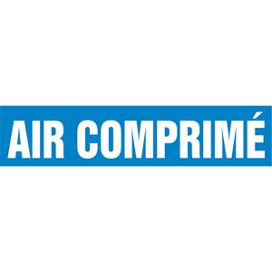 "Air Comprimé" Pipe Marker - Vinyl, White on Blue, 3/4" - 1-1/4", 1", 2-1/2", 8", 1/2", French, Self-Adhesive, Air Comprimé