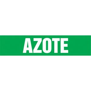 "Azote" Pipe Marker - Vinyl, White on Green, 3/4" - 1-1/4", 1", 2-1/2", 8", 1/2", French, Self-Adhesive, SSA