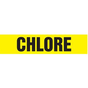 "Chlore" Pipe Marker - Vinyl, Black on Yellow, 3/4" - 1-1/4", 1", 2-1/2", 8", 1/2", French, Self-Adhesive, SSA