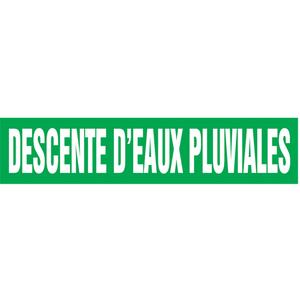 Snap Tite™ "Descente d'Eaux Pluviales" Pipe Marker - Vinyl, White on Green, 3/4" - 1-1/4", 6", 9", 14", 8", 1/2", French, Snap-On, STA