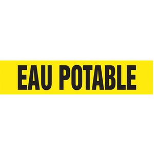 "Eau Potable" Pipe Markers - Vinyl, Black on Yellow, 2-1/2" - 6", 2-1/2", 12", 1-1/4", French, Self-Adhesive, SSD
