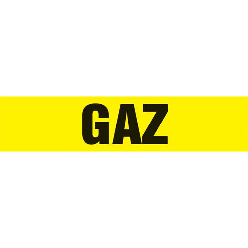 Snap Tite™ "Gaz" Pipe Marker - Vinyl, Black on Yellow, 2-1/4" - 3", 14", 12", 1-1/4", French, Snap-On, STC