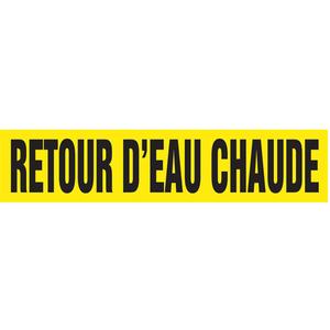 Snap Tite™ "Retour d'Eau Chaude" Pipe Marker - Vinyl, Black on Yellow, 1-1/2" - 2", 9", 8", 3/4", French, Snap-On, STB