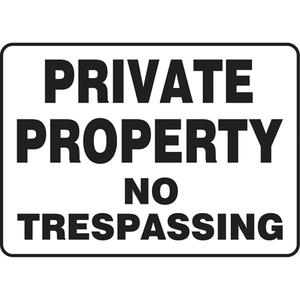 "No Trespassing" Sign - Aluminum, 10", 14", Bolt-On, English with Pictogram, Admittance and Exit, Private Property No Trespassing