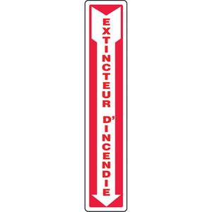 "Extincteur d'incendie" Sign - Vinyl, 4", 18", Adhesive, French with Pictogram, Fire and Emergency, Extincteur D'Incendie w/Down Arrow