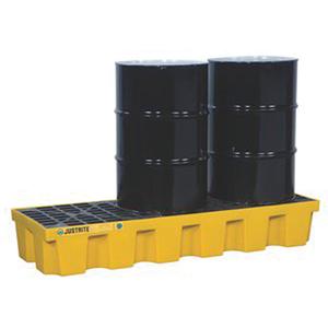 EcoPolyBlend™ Spill Control Pallets - Without Drain - 73", 25", 11.6", 10.2", 9", 75 US gal., 3750 lbs., WITHOUT DRAIN, Yellow, 3-drum, in-line
