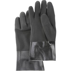 Black Knight® Gloves - 10/Large, 12", 59-mil, Gauntlet, PVC, Jersey, 72, Rough, Black