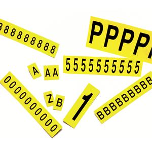 Individual Adhesive Number Markers - 2, Black on Yellow, 3-7/8", Numbers, 5