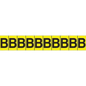 Individual Adhesive Letter Markers - B, Black on Yellow, 1", Letters, 10