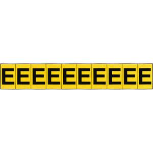 Individual Adhesive Letter Markers - E, Black on Yellow, 1", Letters, 10