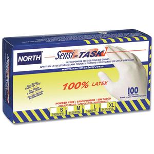 Sensi-Task™ Disposable Gloves - Large, Small, Latex, 9", 5-mil, Untextured, White, Powder-Free, Accepted for use in Canadian Food Processing Facilities, Non-Medical, AQL 1.5