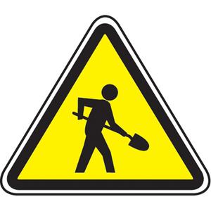 Men at Work CSA Standard Safety Sign - Plastic, Aluminum, 12", 12", Bolt-On, Pictogram, Construction, Men at Work Pictogram