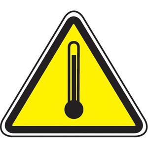 High Temperature CSA Standard Safety Sign - Plastic, Aluminum, 12", 12", Bolt-On, Pictogram, Specific Hazards, Extreme Temperatures Pictogram