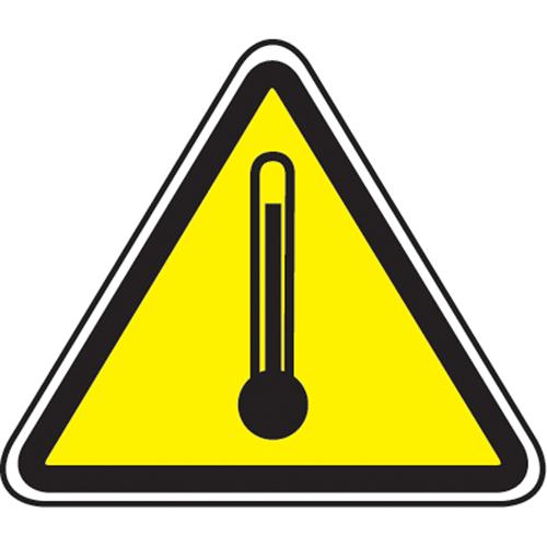 High Temperature CSA Standard Safety Sign - Plastic, Aluminum, 12", 12", Bolt-On, Pictogram, Specific Hazards, Extreme Temperatures Pictogram