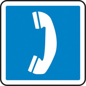 Telephone CSA Standard Safety Sign - Plastic, Aluminum, 12", 12", Bolt-On, Pictogram, Housekeeping and Hygiene, Public Telephone Pictogram