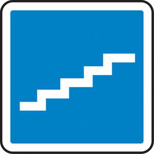 Stairs CSA Standard Safety Sign - Plastic, Aluminum, 6", 6", Bolt-On, Pictogram, Housekeeping and Hygiene, Stairs Pictogram