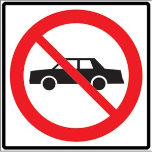 No Cars Traffic Sign - Aluminum, 24", 24", Bolt-On, Pictogram, Traffic/Industrial Traffic, No Cars Pictogram