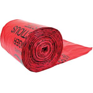 Hazardous Waste Bags - Bio-Hazard, 24", 33", Red, 100, Regular, 56.8 L (15 Gal.)