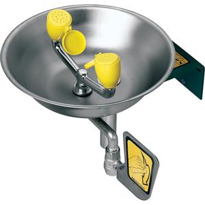 Eye/Face Wash Station - Wall-Mount, Stainless Steel, 12" dia, Stainless Steel