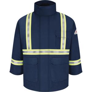 Flame Resistant Parkas with Reflective Striping - Cotton/Nylon, 3X-Large, 4X-Large, Large, Medium, Small, X-Large, 2X-Large, Navy Blue, Men's
