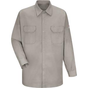 Flame Resistant Welding Shirt - 3X-Large, Medium, Large, X-Large, 2X-Large, Grey, 7.7 cal/cm², NFPA 2112, 1, 7 oz. 100% FR cotton shirt with 8.5 oz. Tuffweld lined sleeves