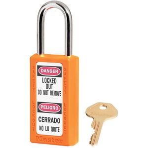 411 Series Zenex™ Padlocks - Set of Six - Safety Padlock, 1-1/2", 1/4", 1-1/2", 25/32", Thermoplastic, Steel, Orange, Keyed Alike, 3"