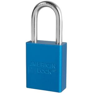 Padlock - Set of Six - Safety Padlock, 1-1/2", 1/4", 1-1/2", 25/32", Aluminum, Boron Steel, Blue, Keyed Alike, 1"