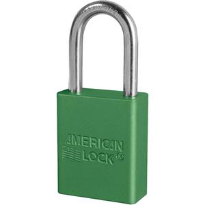 Padlock - Set of Six - Safety Padlock, 1-1/2", 1/4", 1-1/2", 25/32", Aluminum, Boron Steel, Green, Keyed Alike, 1"