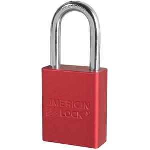 Padlock - Set of Six - Safety Padlock, 1-1/2", 1/4", 1-1/2", 25/32", Aluminum, Boron Steel, Red, Keyed Alike, 1"