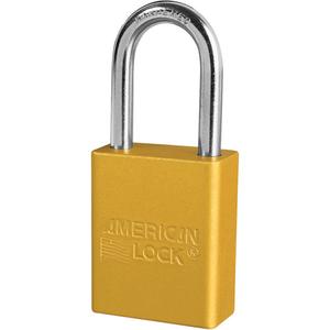 Padlock - Set of Six - Safety Padlock, 1-1/2", 1/4", 1-1/2", 25/32", Aluminum, Boron Steel, Yellow, Keyed Alike, 1"