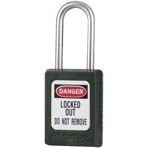 S31 Zenex™ Padlocks - Set of Twelve - Safety Padlock, 1-3/8", 3/16", 1-1/2", 5/8", Thermoplastic, Stainless Steel, Black, Keyed Alike, 1-7/8"