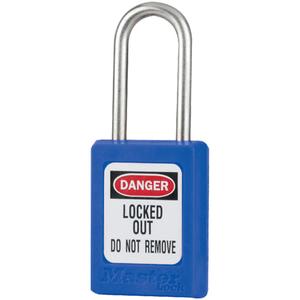 S31 Zenex™ Padlocks - Set of Twelve - Safety Padlock, 1-3/8", 3/16", 1-1/2", 5/8", Thermoplastic, Stainless Steel, Blue, Keyed Alike, 1-7/8"