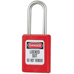 S31 Zenex™ Padlocks - Set of Three - Safety Padlock, 1-3/8", 3/16", 1-1/2", 5/8", Thermoplastic, Stainless Steel, Red, Keyed Alike, 1-7/8"