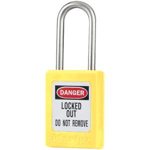 S31 Zenex™ Padlocks - Set of Three - Safety Padlock, 1-3/8", 3/16", 1-1/2", 5/8", Thermoplastic, Stainless Steel, Yellow, Keyed Alike, 1-7/8"