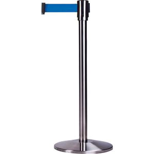 Free-Standing Crowd Control Barrier - 35", Steel, Stainless, Blue, Green, Black/White, Black/Yellow, 7', Blank, 6'6", 1 Year Limited