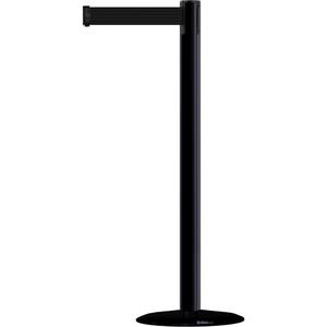 Slimline TensaBarrier® Barrier Post - 38", Steel, Black, Black/Yellow, 7.5', Blank