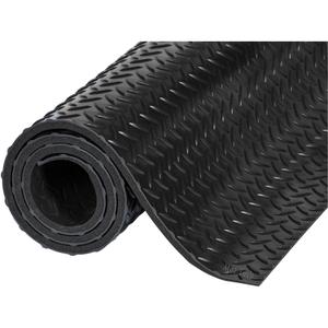 Industrial Deck Plate Mats - 3', 5', 12', 75', 9/16", Black, PVC Sponge, Dry, Solid, Diamond