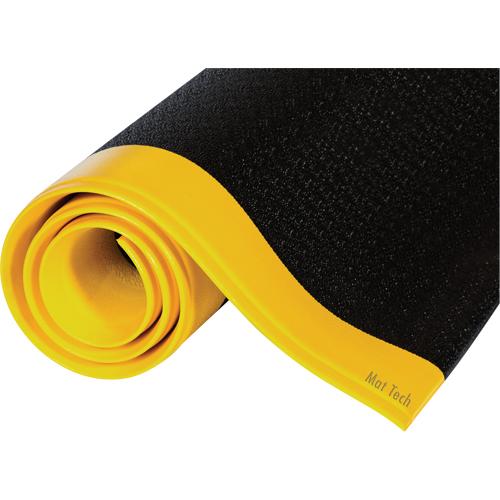 Tuff-Spun® Mats - 3', 5', 12', 60', 3/8", Black/Yellow, PVC Sponge, Dry, Solid, Pebbled
