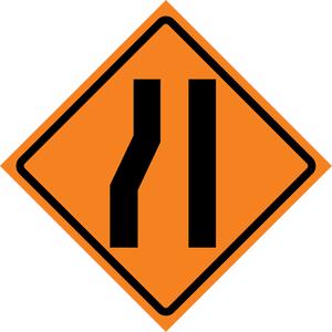 Merge Right Roll-Up Traffic Sign - Vinyl, 29-1/2", 29-1/2", Stand, Pictogram, Traffic/Construction, Merge Right Pictogram
