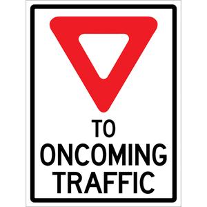 "Yield to Oncoming Traffic" Roll-Up Sign Traffic Sign - Vinyl, 36", 48", Stand, English with Pictogram, Traffic/Construction, Yield to Oncoming Traffic w/Pictogram