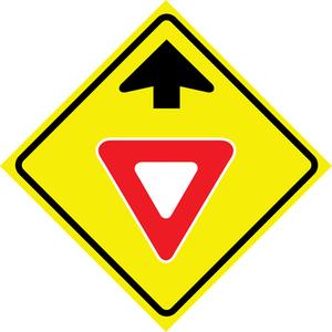 "Yield Ahead" Roll-Up Traffic Sign - Vinyl, 36", 36", Stand, Pictogram, Traffic/Construction, Yield Ahead Pictogram