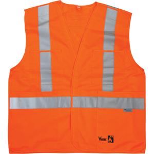 Fire Retardant Safety Vest - High Visibility Orange, Silver, 2X-Large/3X-Large, Small/Medium, Large/X-Large, Polyester, Meets/Exceeds CSA Z96 Class 2 - Level 2, Silver, CSA and ASTM