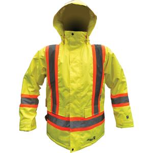 Safety Parka - High Visibility Lime-Yellow, Silver/Orange, Large, Small, Medium, X-Large, 2X-Large, 3X-Large, Polyester/Polyurethane, Meets/Exceeds CSA Z96 Class 2 - Level 2