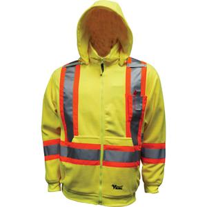 Safety Fleece Hoodie - High Visibility Lime-Yellow, Silver/Orange, Large, Small, Medium, X-Large, 2X-Large, 3X-Large, 4X-Large, Polyester, Meets/Exceeds CSA Z96 Class 2 - Level 2