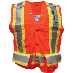 Surveyor FR Safety Vest - High Visibility Orange, Yellow & Silver, Large, Small, Medium, X-Large, 2X-Large, 3X-Large, Polyester, Meets/Exceeds CSA Z96 Class 2 - Level 2