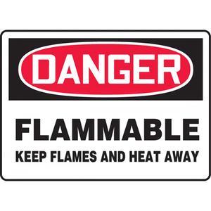 "Flammable" Sign - Aluminum, 7", 10", Bolt-On, English, Chemicals and Hazardous Materials, Danger; Flammable Keep Flames And Heat Away