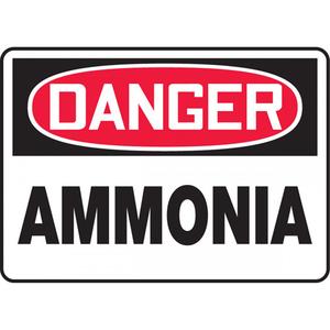 "Ammonia" Sign - Aluminum, 7", 10", Bolt-On, English, Chemicals and Hazardous Materials, Danger; Ammonia